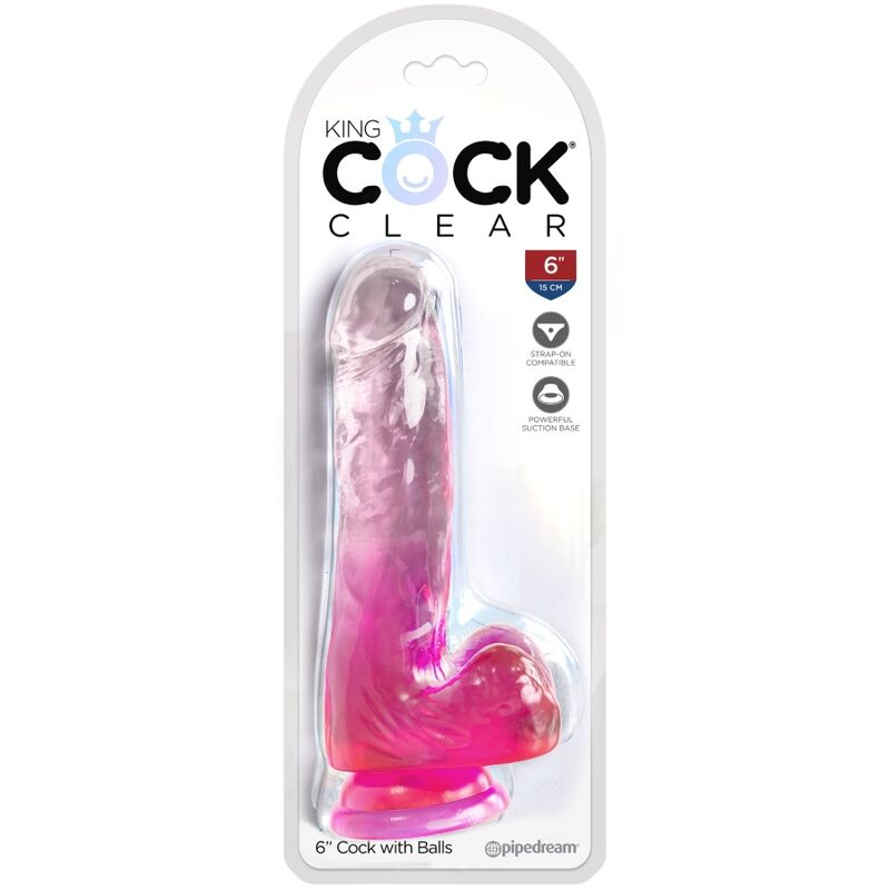 King Cock Clear Realistic Penis With Balls - 7