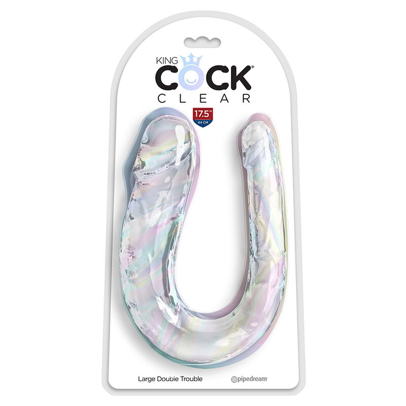King Cock Double Trouble Double Dildo Clear - 5