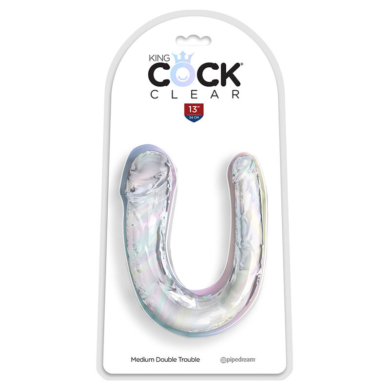 King Cock Double Trouble Double Dildo Clear - 4