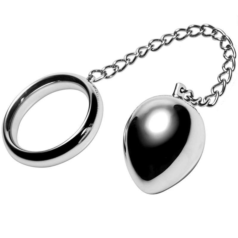 Metal Hard Cock Ring Chain With Metal Ball - 3
