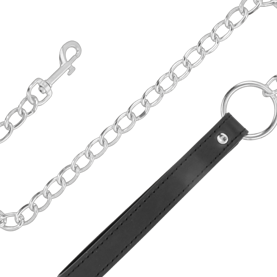 Darkness Bondage Soft Leather Necklace With Chain - 3
