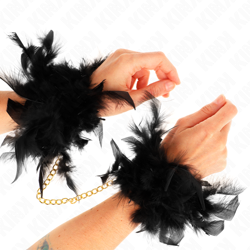 Wrist Restraint Feather Hand Cuffs With Chain