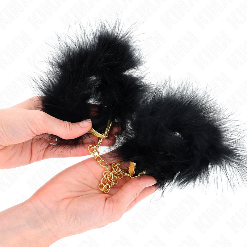 Wrist Restraint Feather Hand Cuffs With Chain - 3