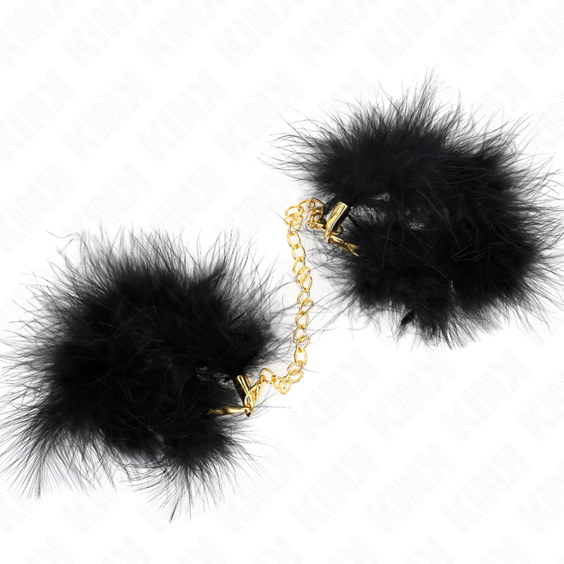 Wrist Restraint Feather Hand Cuffs With Chain - 2