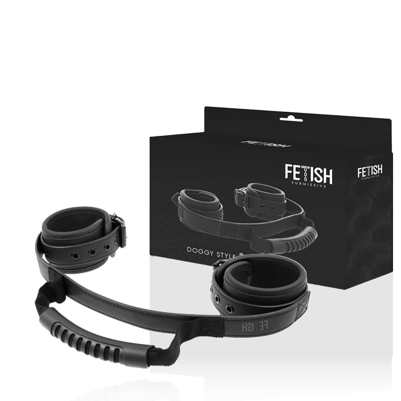 Fetish Submissive Bondage Noprene Lining Handcuffs With Handle - 2