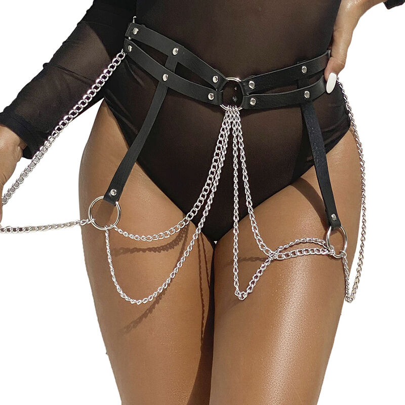 Subblime Fetish Leather Ring Chainbelt