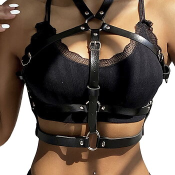 Subblime Fetish Leather Ring Chest Harness