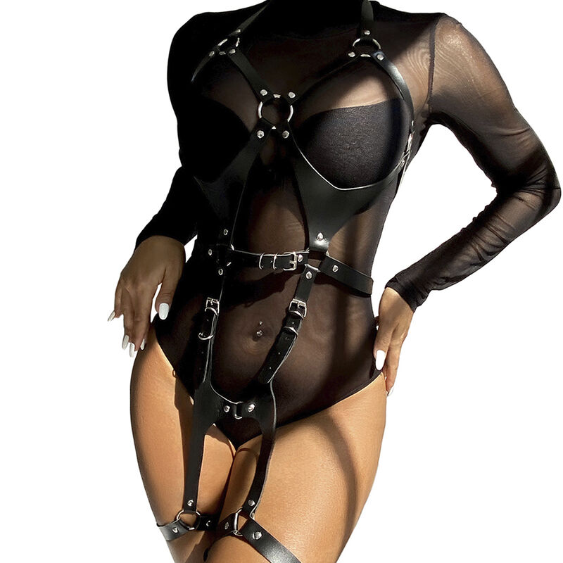 Subblime Fetish Full Body Harness With Leather Buckles - 2