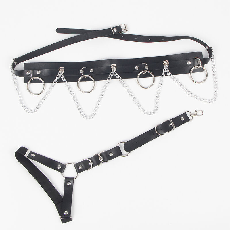 Subblime Fetish Belt And Garter Harness With Rings And Chaindetail - 4