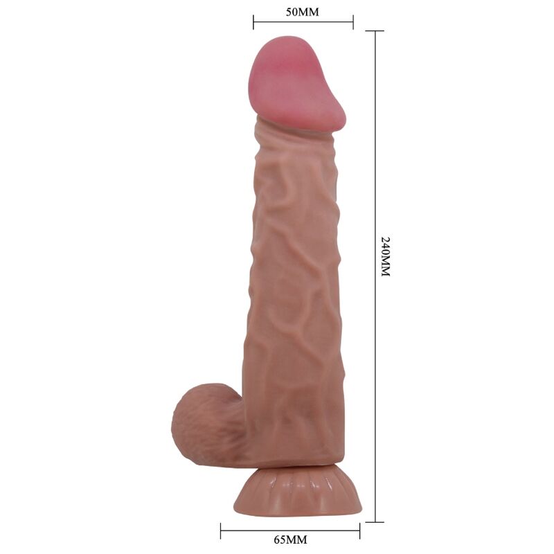 Dildos Pretty Love Sliding Skin Realistic With Sliding Skin Suction Cup Brown 24 Cm - 5