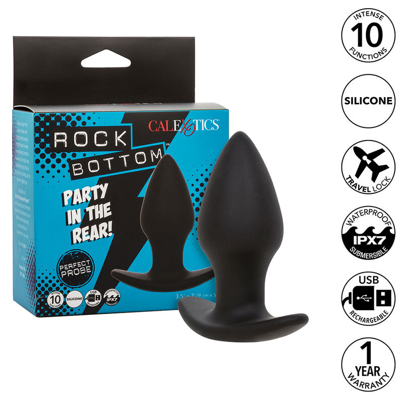 Calexotics Rock Bottom Perfect Anal Plug 10 Vibrations Silicone - 2