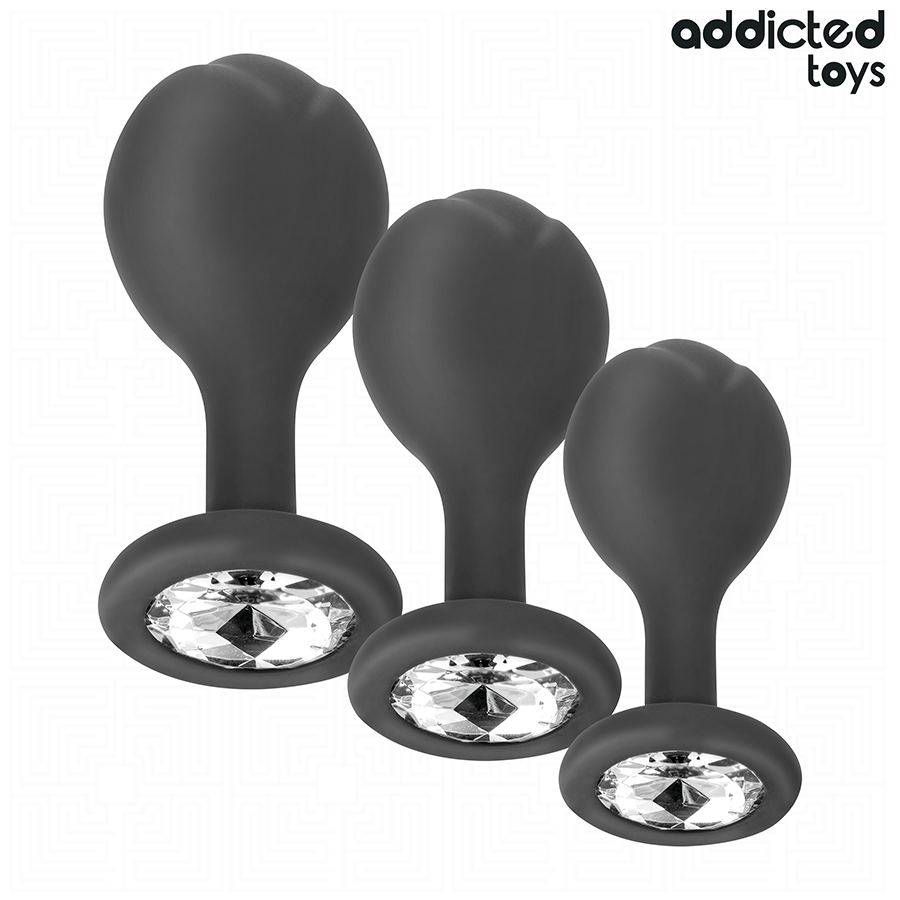 Addicted Toys OF 3 Anal Plug Silicone With Jewel Set