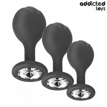 Addicted Toys OF 3 Anal Plug Silicone With Jewel Set