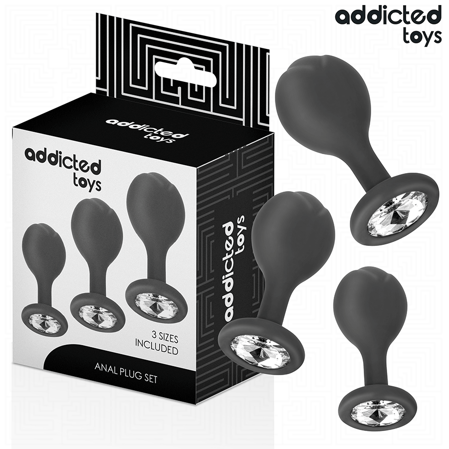 Addicted Toys OF 3 Anal Plug Silicone With Jewel Set - 2