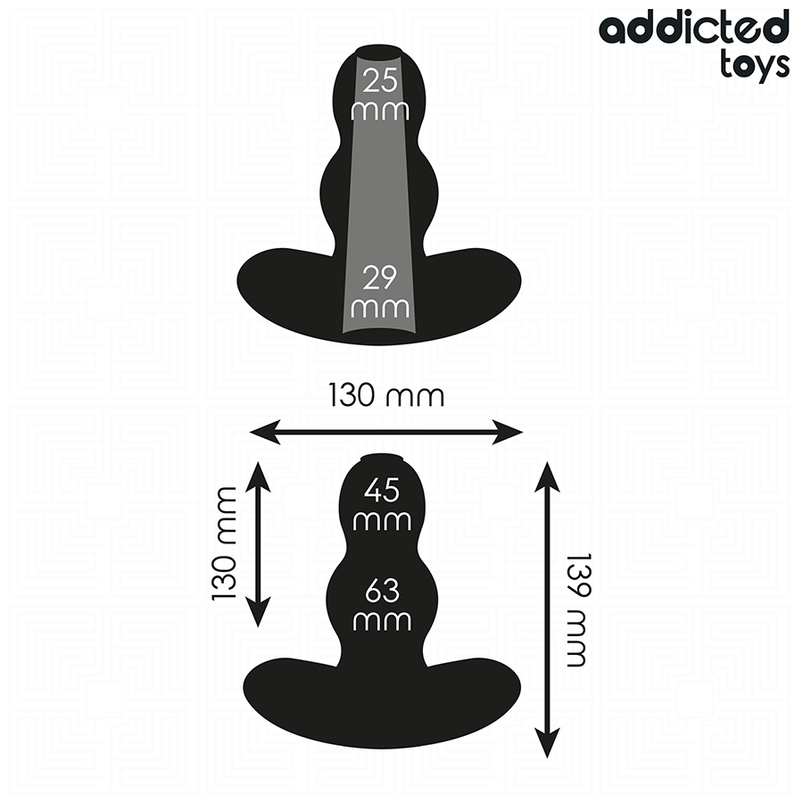 Addicted Toys Hollow Anal Plug Silicone Size 13 9 CM - 4