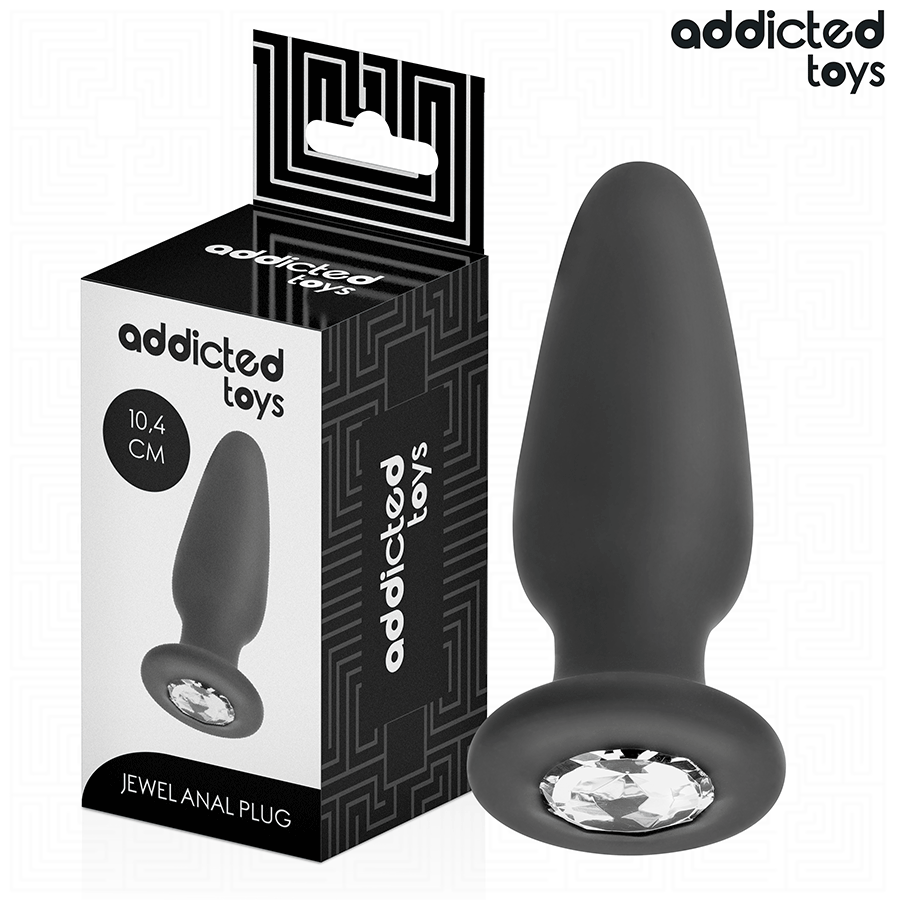 Addicted Toys Anal Plug With Jewel Silicone Size 10 4 CM
