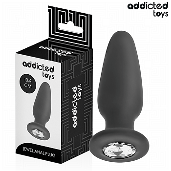 Addicted Toys Anal Plug With Jewel Silicone Size 10 4 CM