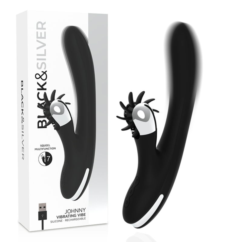 Black Silver Bunny Johnny Vibrating Vibe - 2