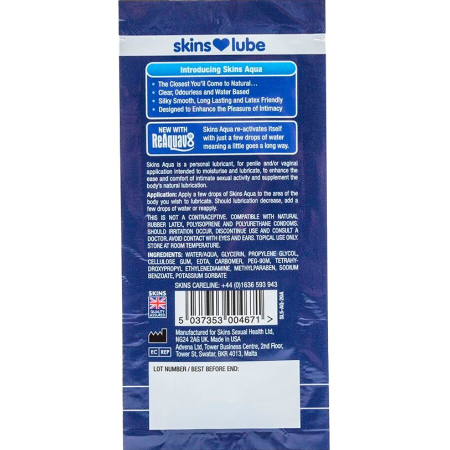 Skins Aqua Water Based Lubricant Single Dose 5 Ml - 2
