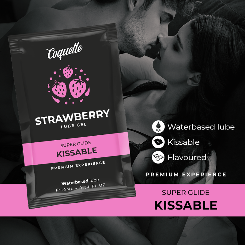 Coquette Cosmetics Coquette Chic Desire Strawberry Water Based Kissable Lubricant Pocket 10 Ml - 3
