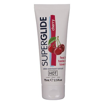 Hot Superglide Edible Lubricant Waterbased Cherry 75 Ml