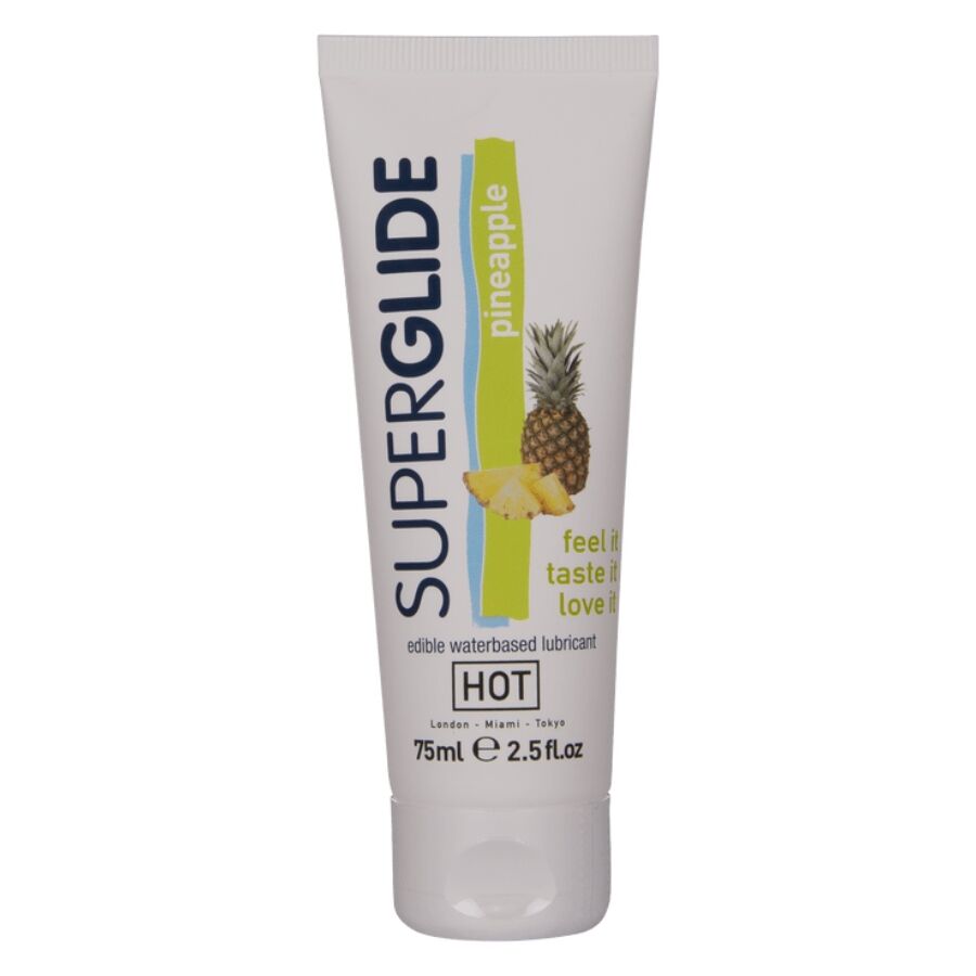 Hot Superglide Edible Lubricant Waterbased Pineapple 75 Ml