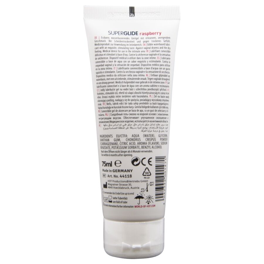 Hot Superglide Edible Lubricant Waterbased Raspberry 75 Ml - 2