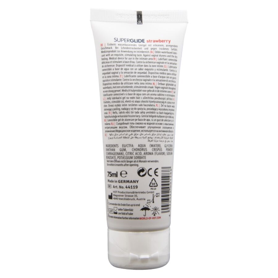 Hot Superglide Edible Lubricant Waterbased Strawberry 75 Ml - 2