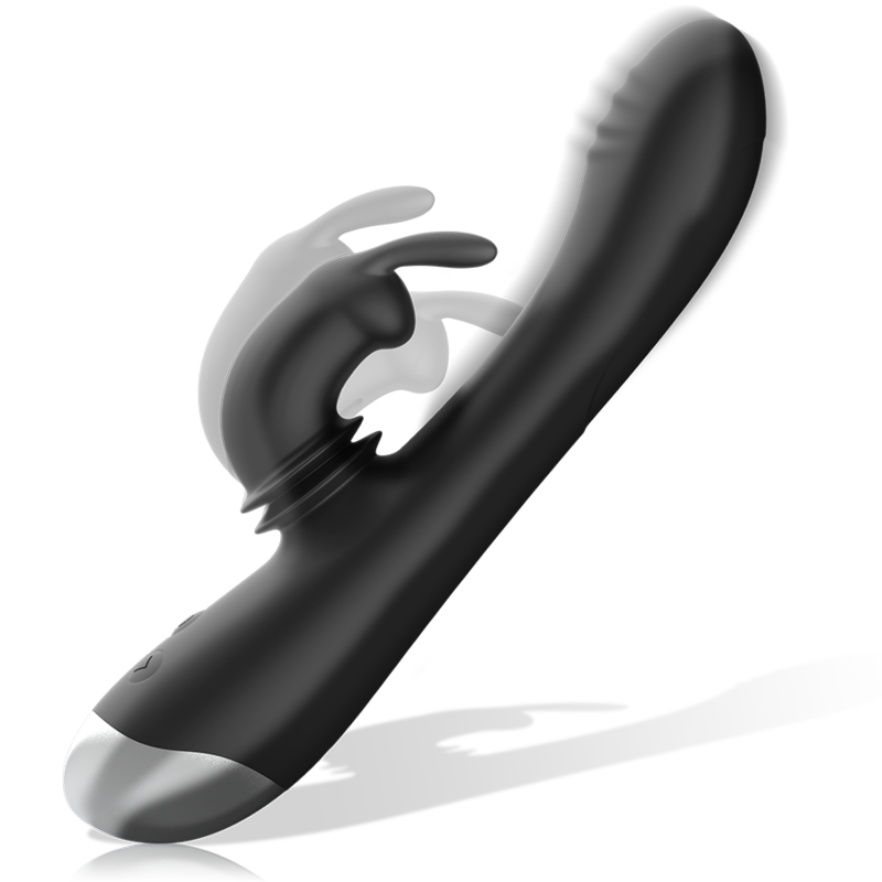 Black Silver Dj Adam Rechargeable Silicone Rabbit Stimulator - 3