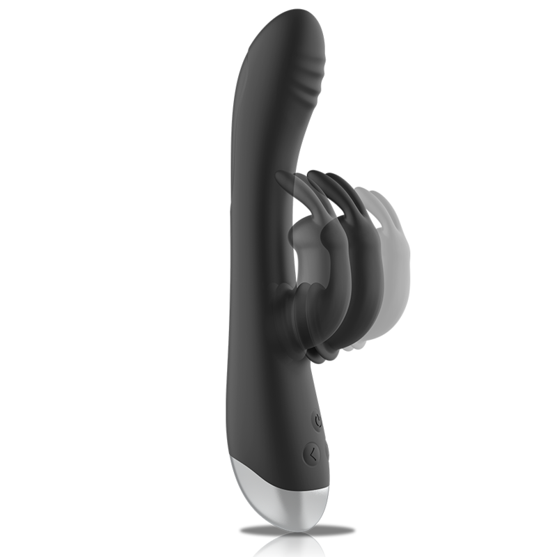 Black Silver Dj Adam Rechargeable Silicone Rabbit Stimulator - 4