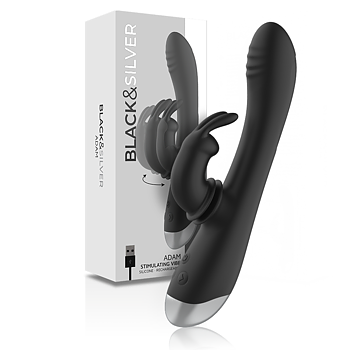 Black Silver Dj Adam Rechargeable Silicone Rabbit Stimulator