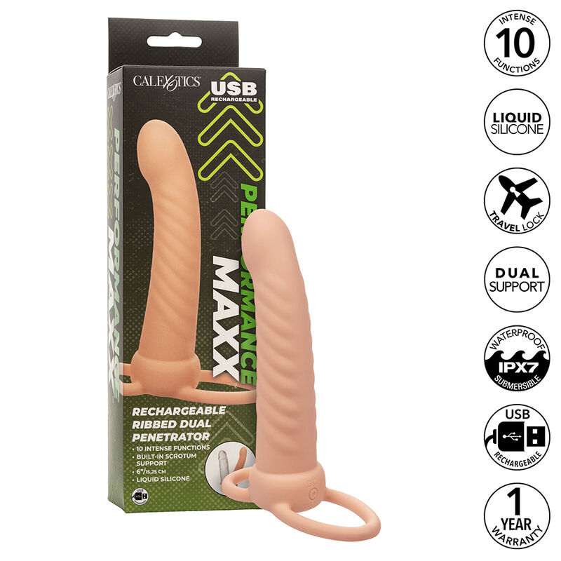 Calexotics Maxx Ribbed Dual Penetrator 10 Vibrations - 2