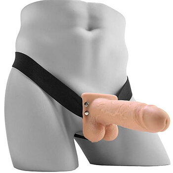 Fetish Fantasy Realistic Vibrating Hollow Strap ON With Balls 17 8 CM