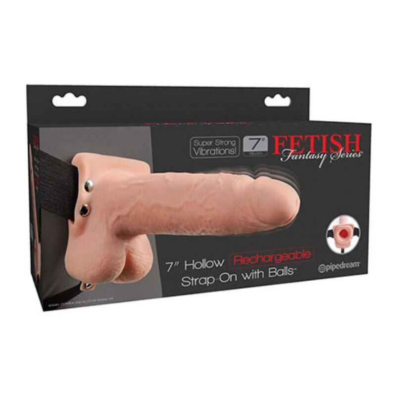 Fetish Fantasy Realistic Vibrating Hollow Strap ON With Balls 17 8 CM - 2