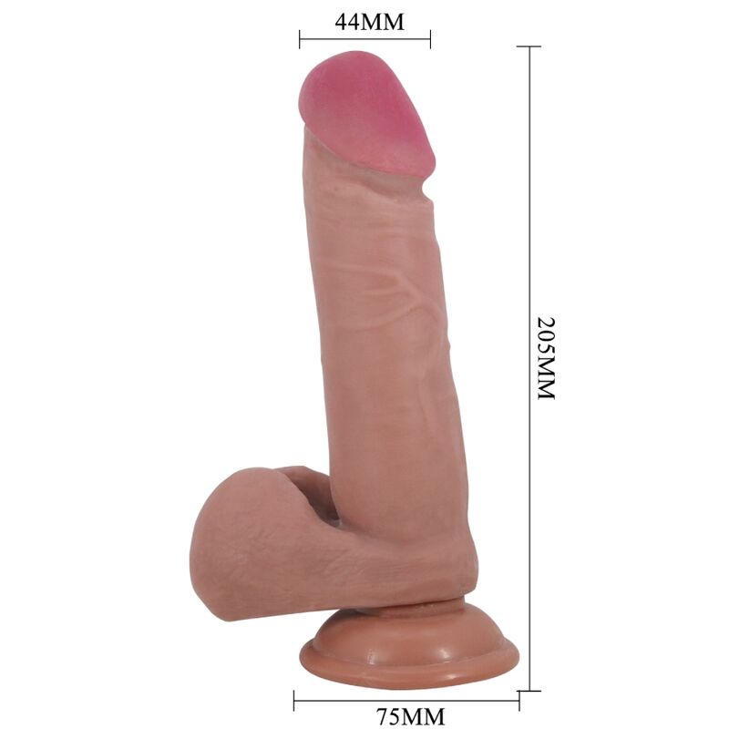 Dildos Pretty Love Sliding Skin Realistisk With Sliding Skin Suction Cup Brown 20,5 cm - 3