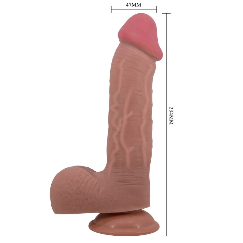 Dildos Pretty Love Sliding Skin Realistisk With Sliding Skin Suction Cup Brown 23,4 cm - 4
