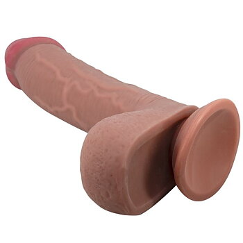 Dildos Pretty Love Sliding Skin Realistisk With Sliding Skin Suction Cup Brown 23,4 cm