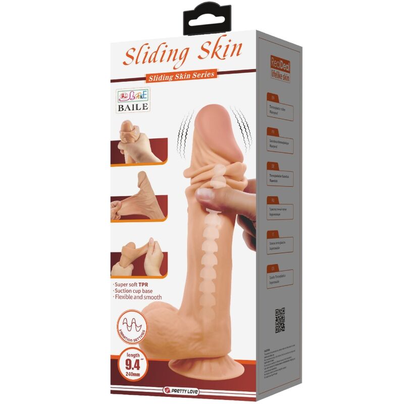 Dildos Pretty Love Sliding Skin Realistisk With Sliding Skin Suction Cup Fjärrstyrd 24 cm - 2