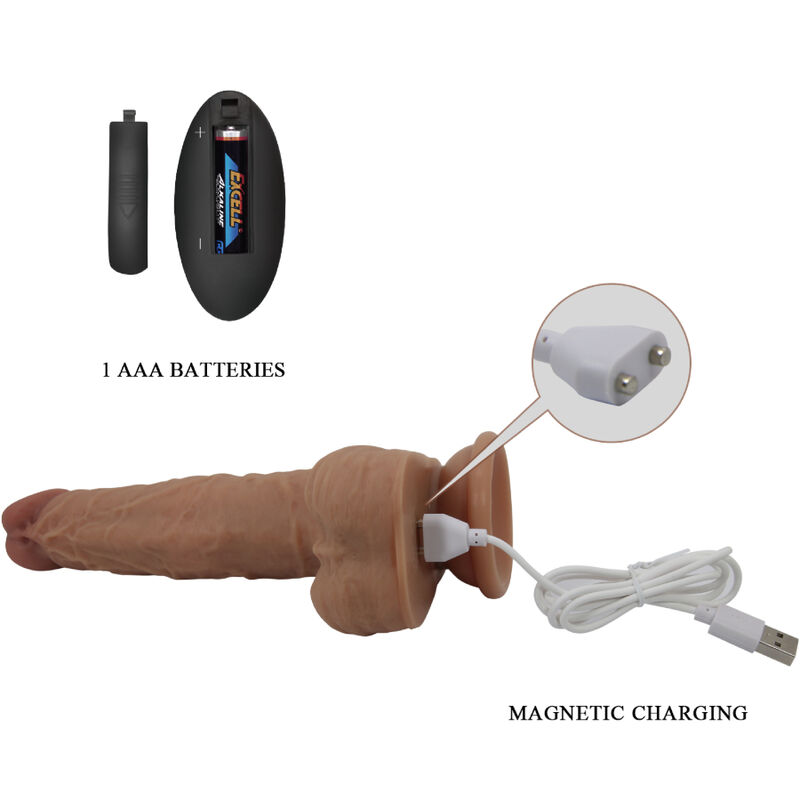 Remote Control Pretty Love Jonathan Silicone Dildo 3 Vibrations 3 Insertion Measurements Remote Control 21 Cm - 5