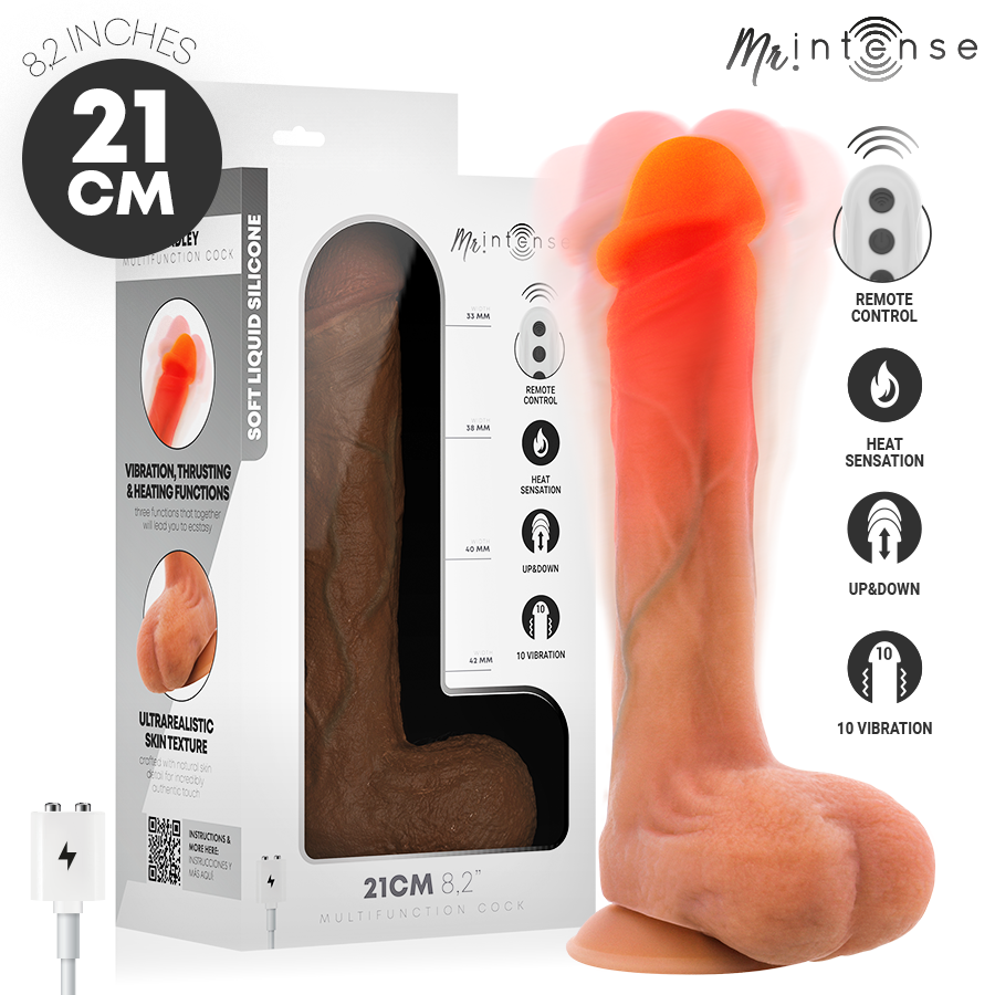 Mr Intense High Tech MR Intense Bradley Silicone Vibrating Dildo With Heat Effect And Remote Control 21 CM Ø 4 CM
