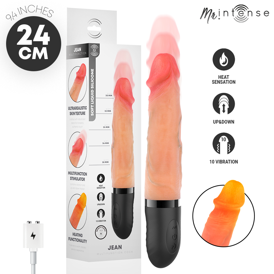 Mr Intense High Tech Mr Intense Jean Up Down Vibrator Silicone With Heat Effect 24 Cm Ø 3 8 Cm