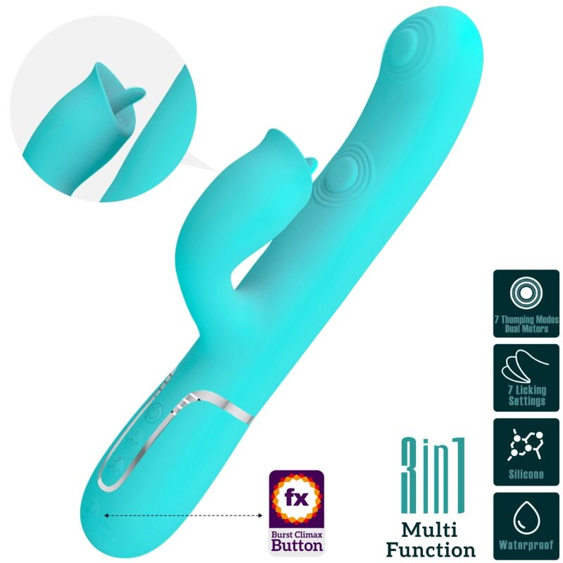 High Tech Pretty Love Rabbit Vibrator With Licking Aqua - 3