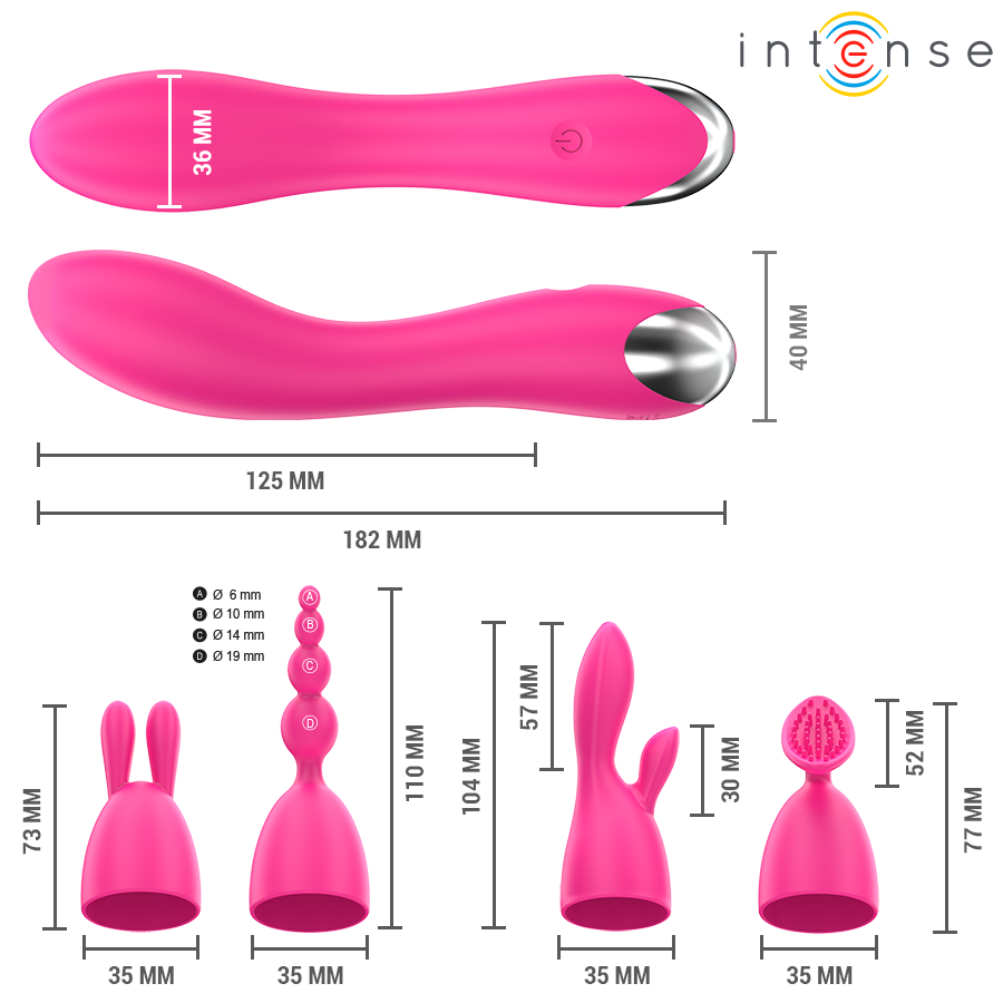 Intense High Tech Cher Vibrator With 20 Patterns And Interchangeable Heads - 2
