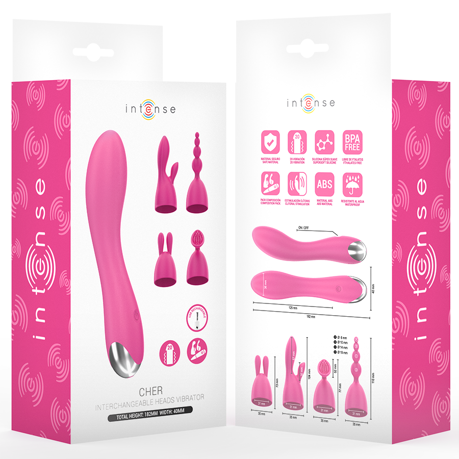 Intense High Tech Cher Vibrator With 20 Patterns And Interchangeable Heads - 3