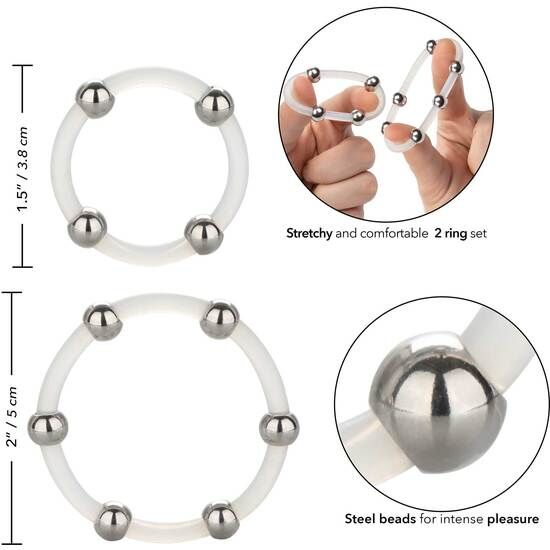 Calexotics Steel Beaded Silicone Ring Set - 4