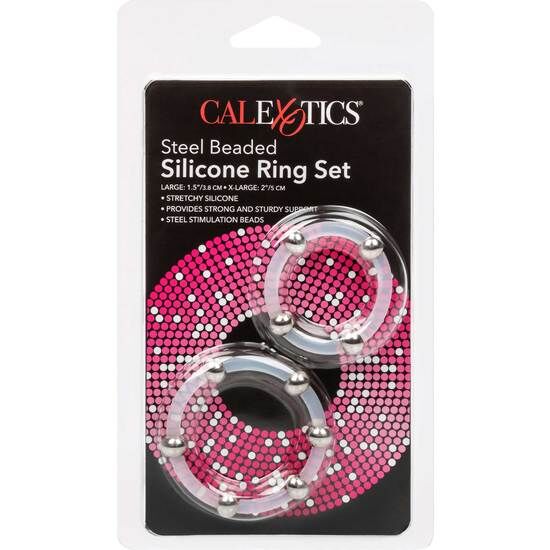 Calexotics Steel Beaded Silicone Ring Set - 3