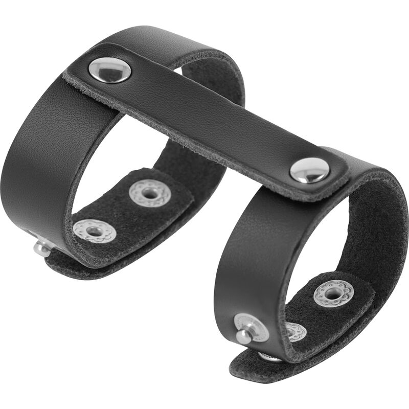 Darkness Bondage Leather Adjustable Penis And Testicle Ring - 3
