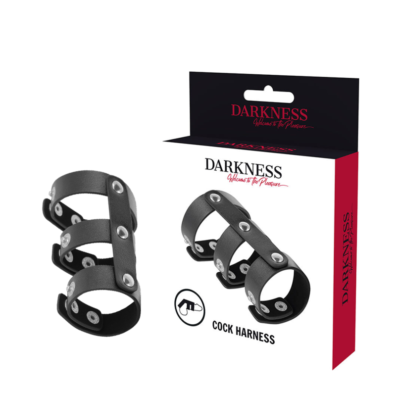 Darkness Bondage Adjustable Leather Double Penis And Testicle Ring