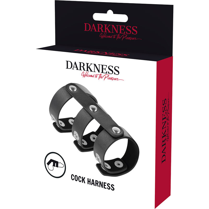 Darkness Bondage Adjustable Leather Double Penis And Testicle Ring - 5