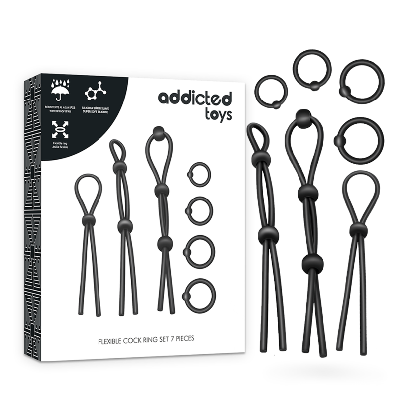Addicted Toys Flexible Silicone Cock Ring Set 7 Pieces - 2